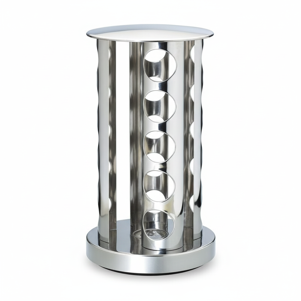 20 Jar Brushed Stainless Steal Spice Rack with Stainless Steel Caps